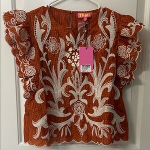 THML Women's Terracotta Embroidered Blouse purchased from UT CO-OP.